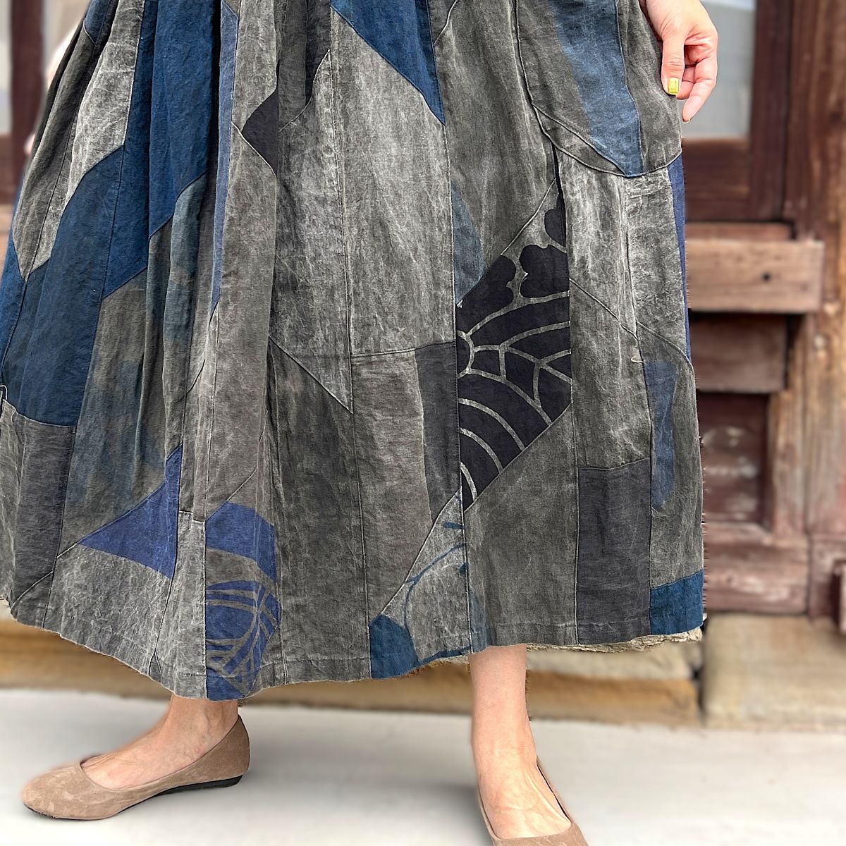 【古布アレンジパッチワークスカート】MKSK