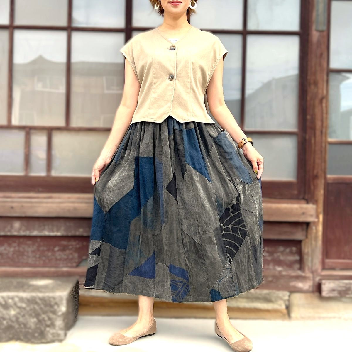 古布アレンジパッチワークスカート】MKSK – こっとんコットン