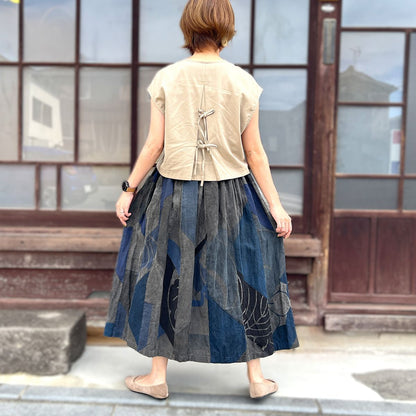 【古布アレンジパッチワークスカート】MKSK