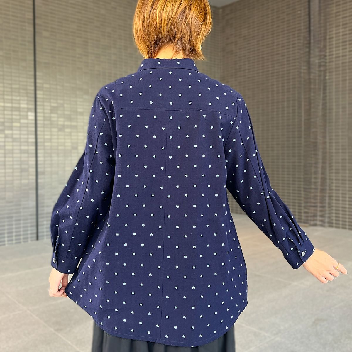 【久留米絣フリルブラウス】 BL-307