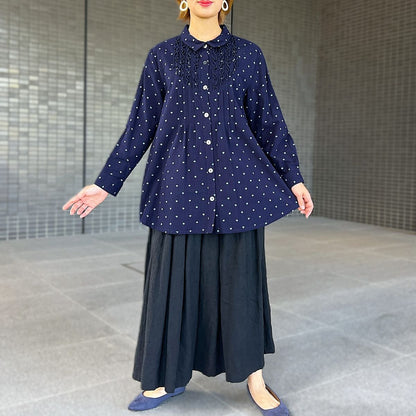 【久留米絣フリルブラウス】 BL-307