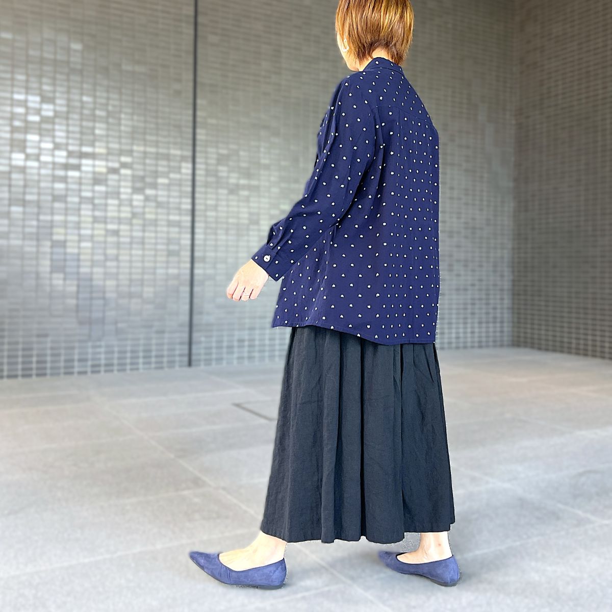 【久留米絣フリルブラウス】 BL-307