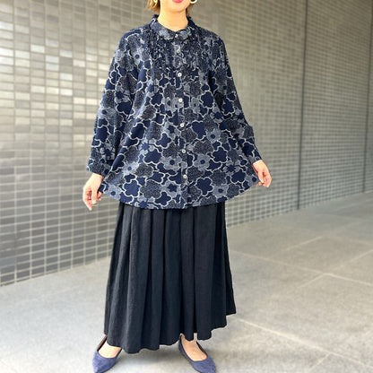 【久留米絣フリルブラウス】 BL-307