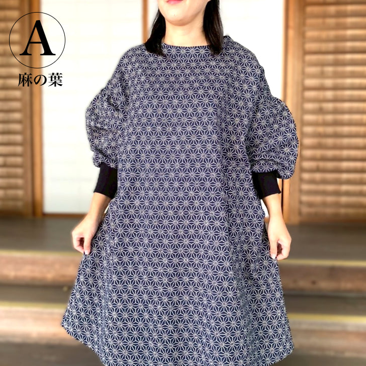 【安心の日本製！おしゃれ割烹着】春秋冬　家事　エプロン　あったか　ゆったり