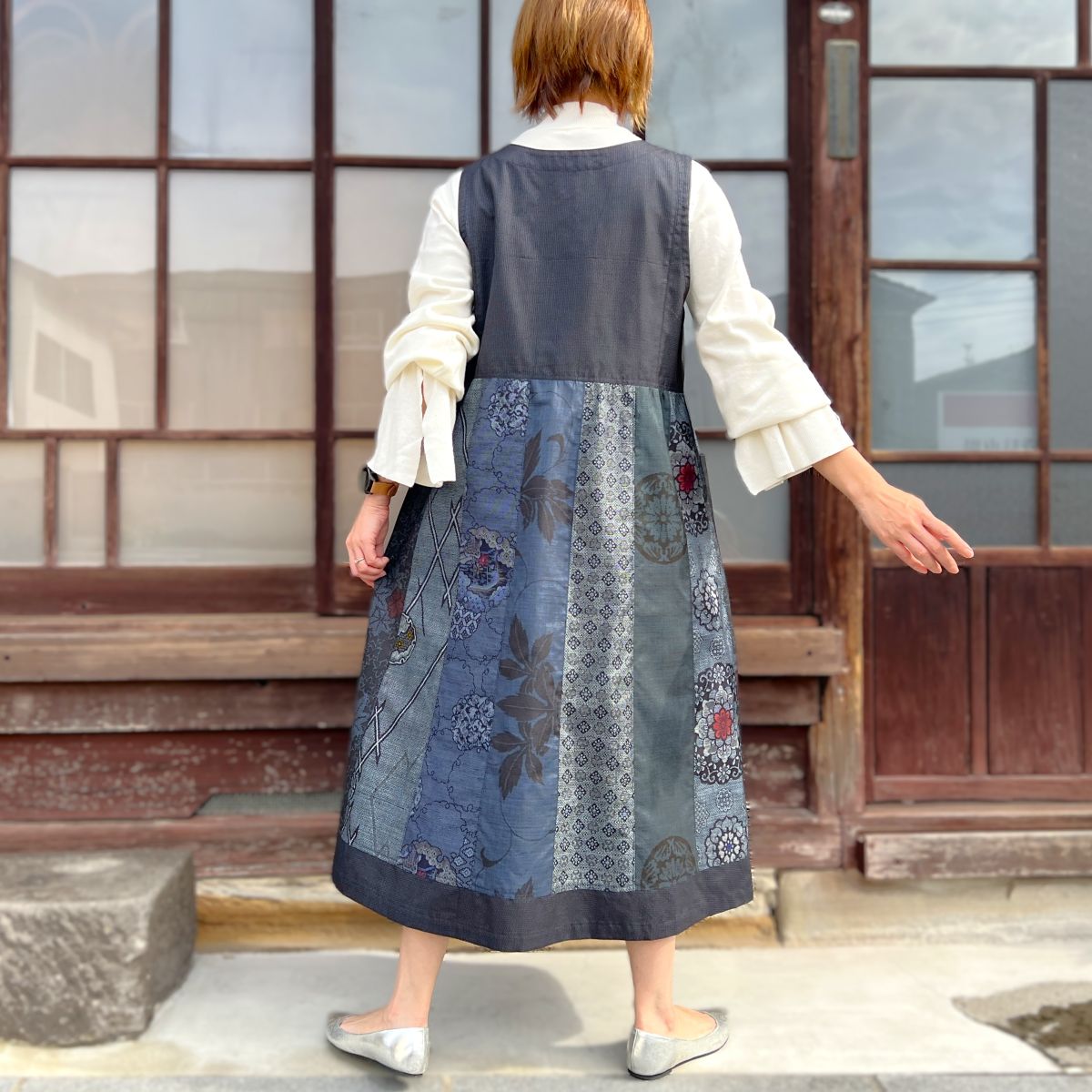 藍大島紬アレンジジャンパースカート】高木ふくえ作 10.30.2
