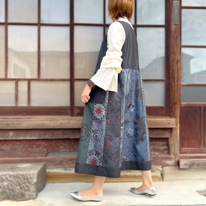 【藍大島紬アレンジジャンパースカート】高木ふくえ作　10.30.2