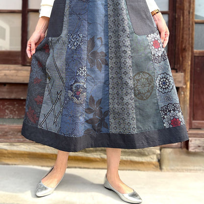 【藍大島紬アレンジジャンパースカート】高木ふくえ作　10.30.2