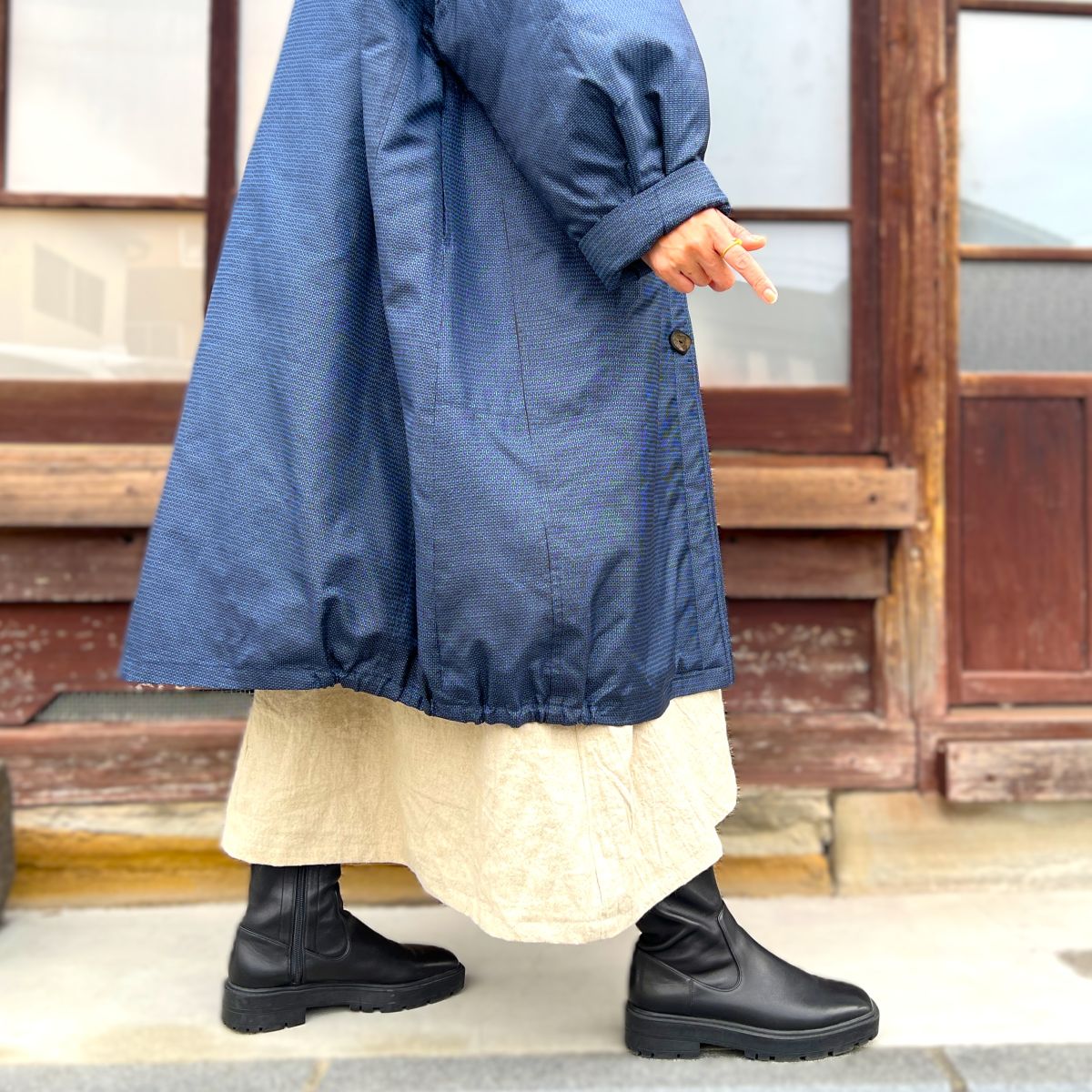 【大島紬中わた入りゆったりコート】IMA12