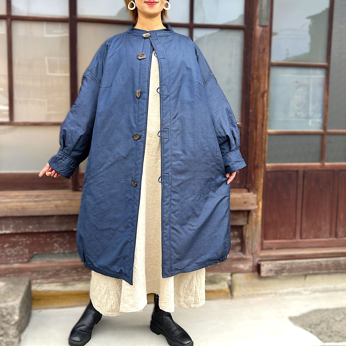 【大島紬中わた入りゆったりコート】IMA12