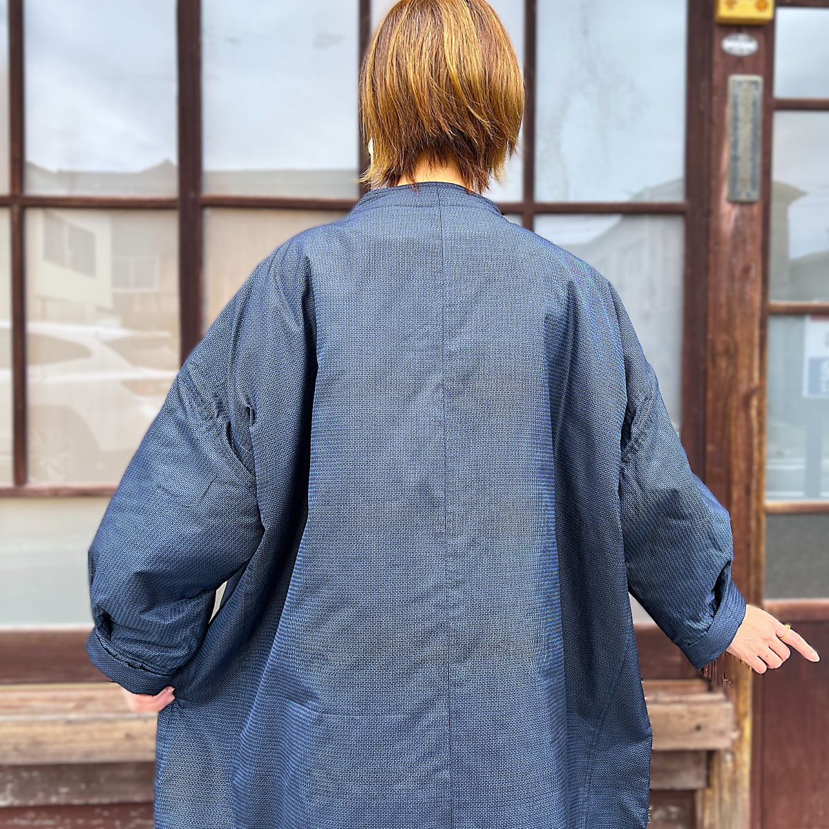 【大島紬中わた入りゆったりコート】IMA12