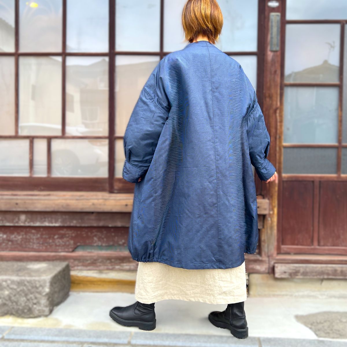 【大島紬中わた入りゆったりコート】IMA12