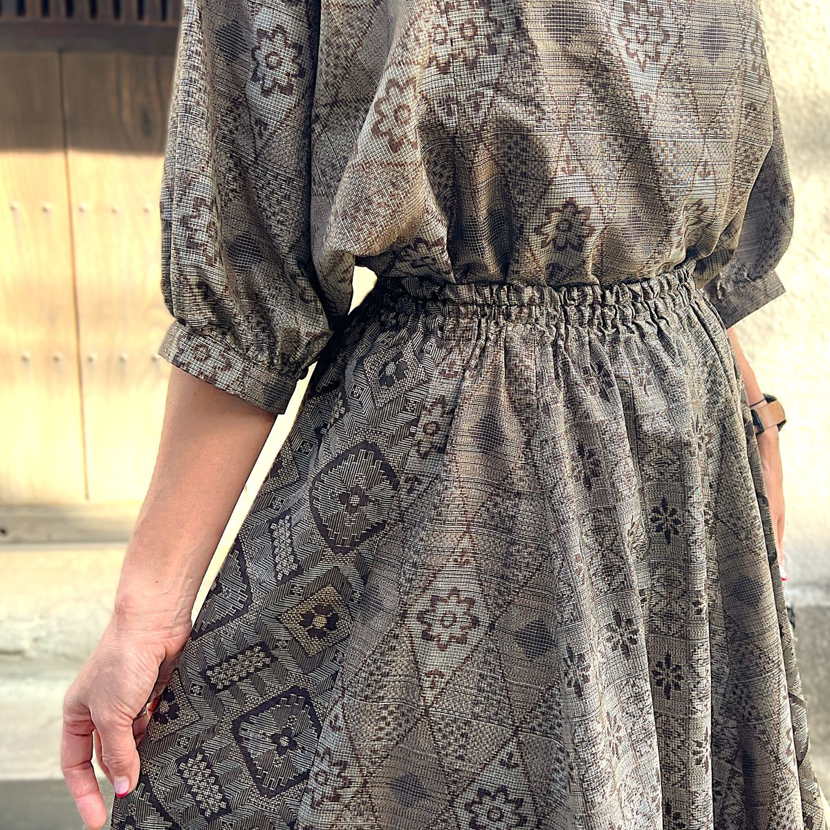 【大島紬リメイクセットアップ】OSU23