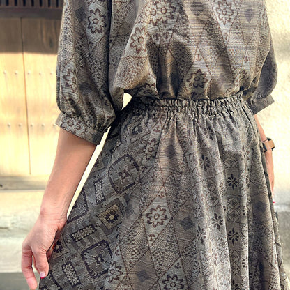 【大島紬リメイクセットアップ】OSU23