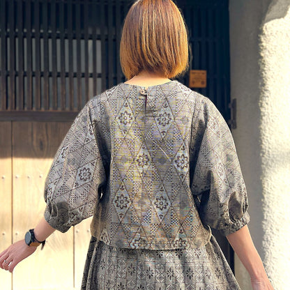 【大島紬リメイクセットアップ】OSU23