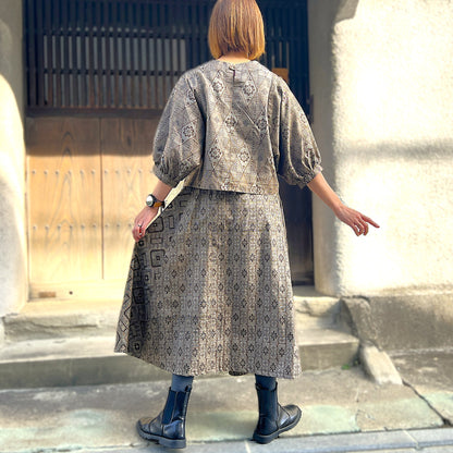 【大島紬リメイクセットアップ】OSU23